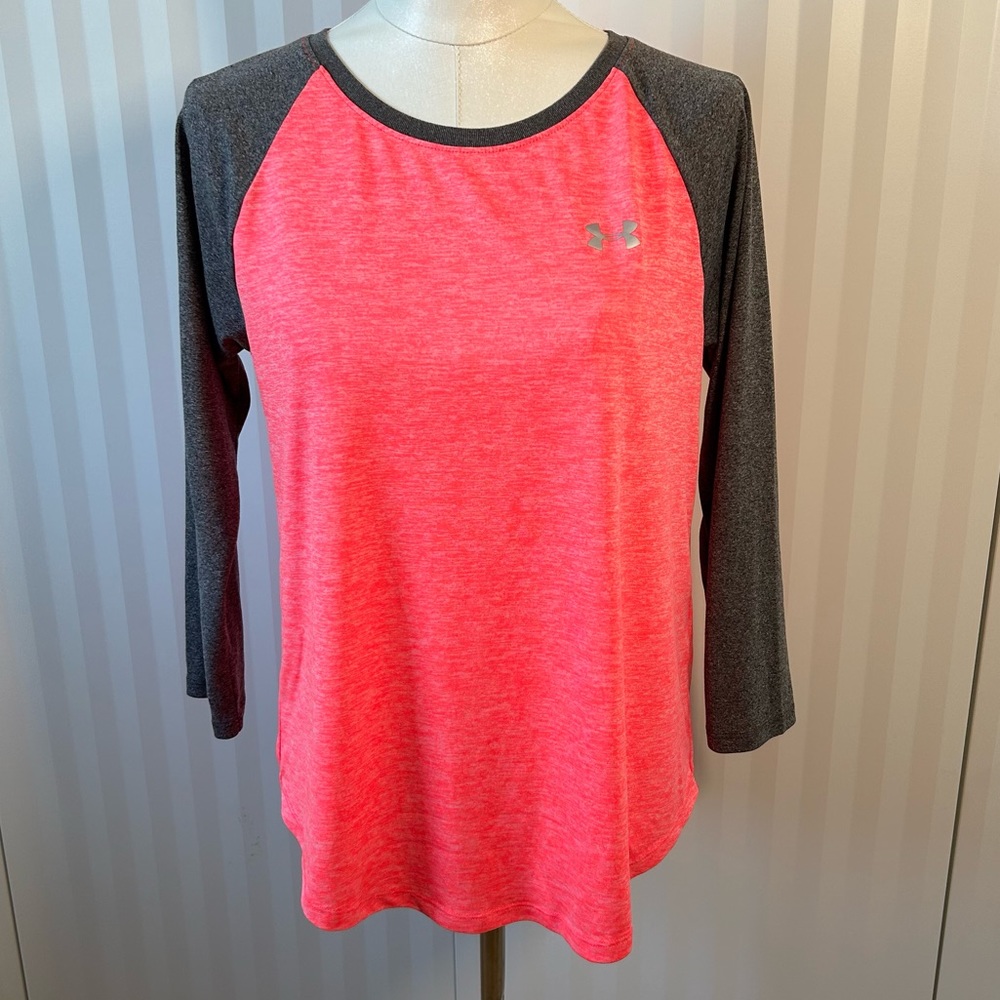Under Armour orange gray baseball long sleeve soft tee Size M